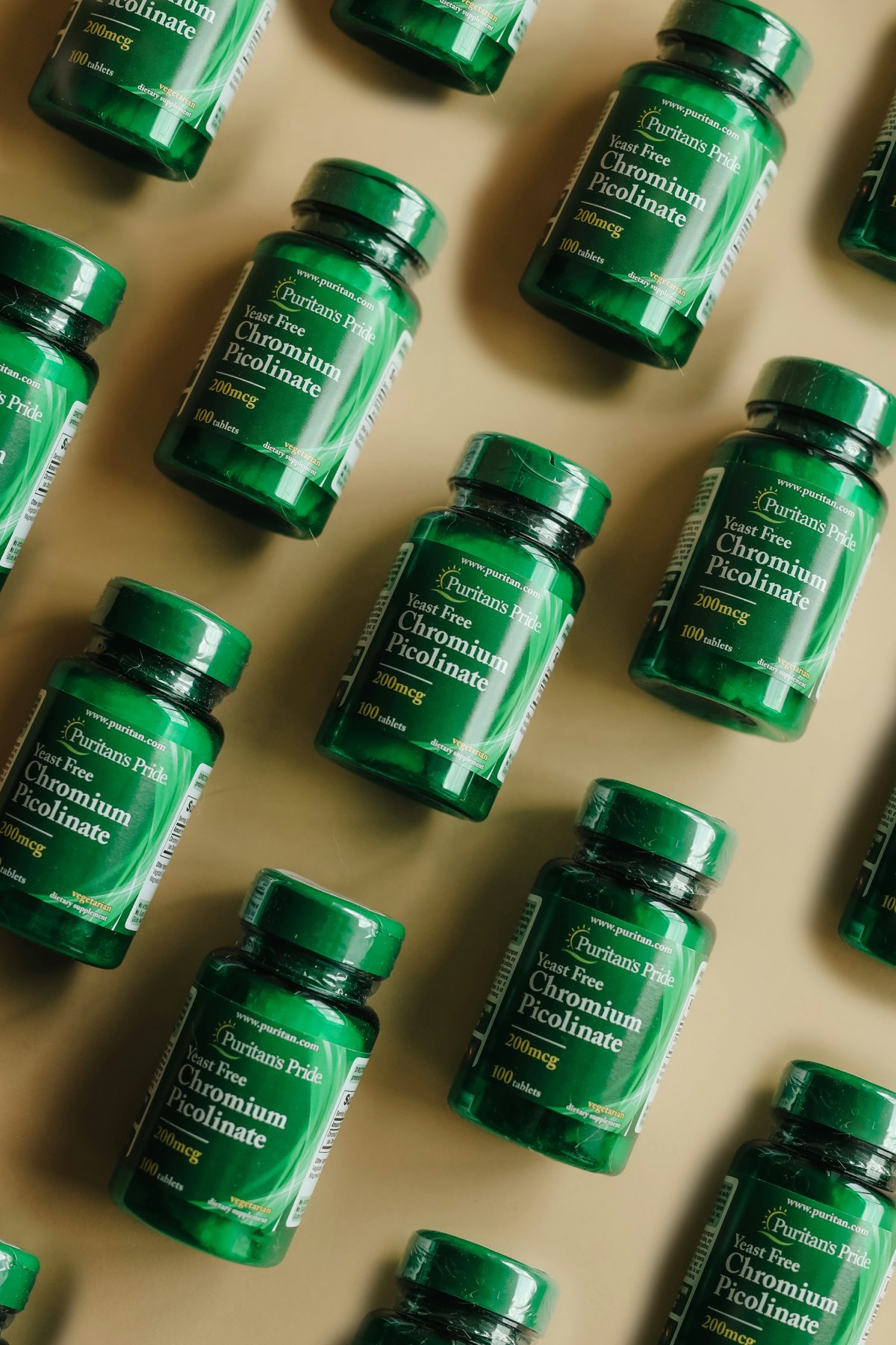 A group of supplement bottles